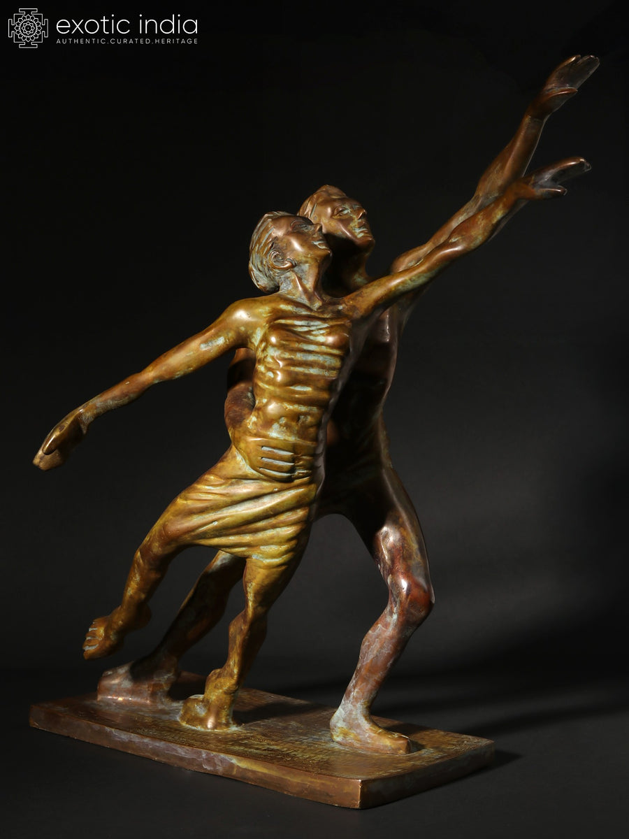 16" Contemporary Dance Couple Brass Sculpture for Home Decor