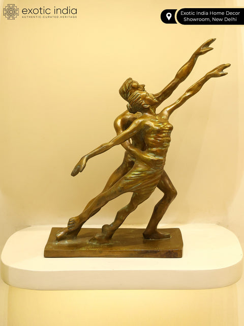 16" Contemporary Dance Couple Brass Sculpture | Home Decor