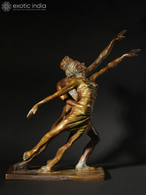 16" Contemporary Dance Couple Brass Sculpture | Home Decor