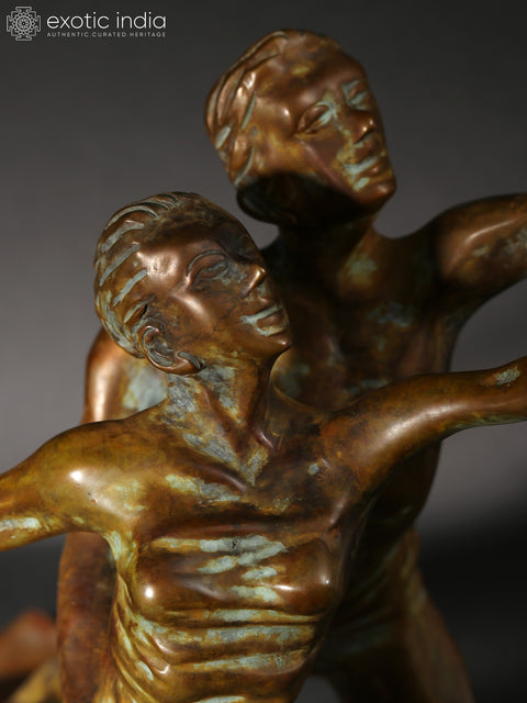 16" Contemporary Dance Couple Brass Sculpture | Home Decor