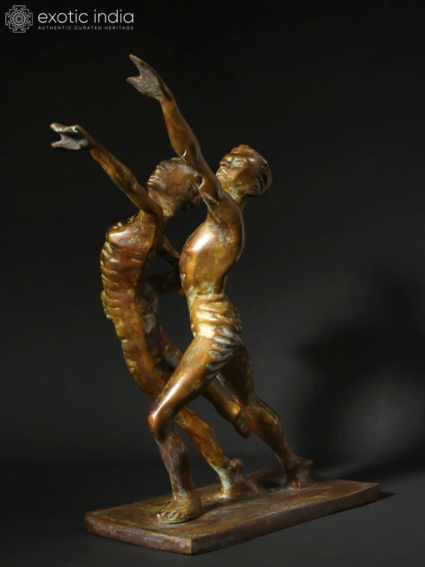 16" Contemporary Dance Couple Brass Sculpture | Home Decor