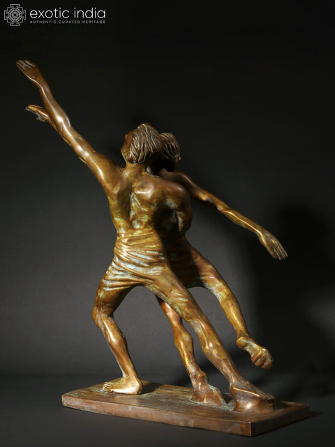 16" Contemporary Dance Couple Brass Sculpture | Home Decor