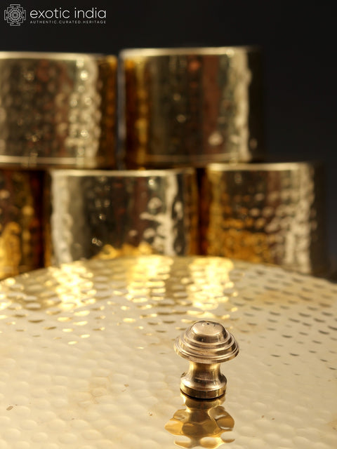 9" Designer Masala/Spice Box in Brass