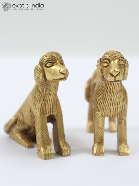 Small Pair of Puppies Brass Figurines