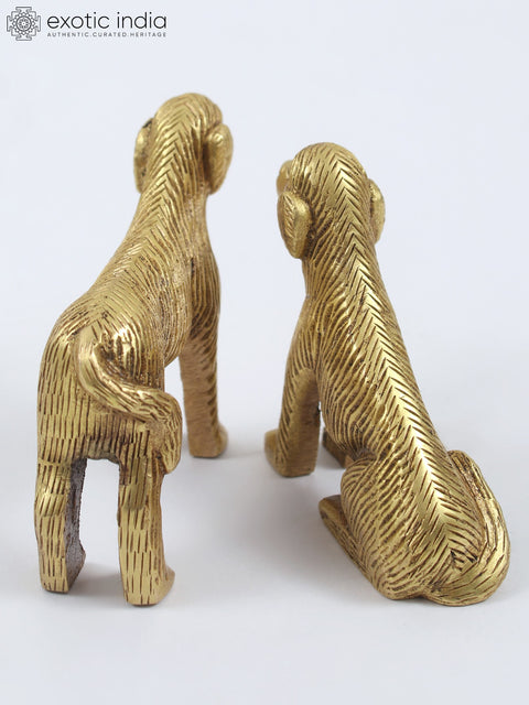 Small Pair of Puppies Brass Figurines