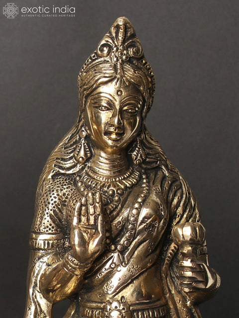 12" Standing Shiva Parvati Idol in Blessing Gesture | Set of Two Brass Statues