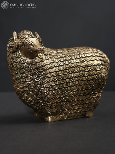 Small Auspicious Sheep with Prosperity Coins | Brass Statue