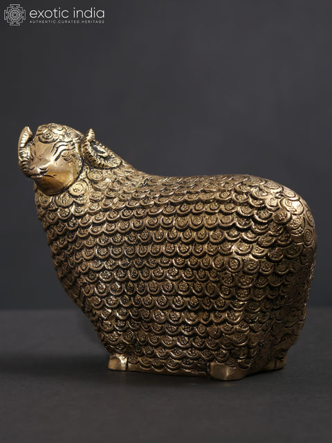 Small Auspicious Sheep with Prosperity Coins | Brass Statue