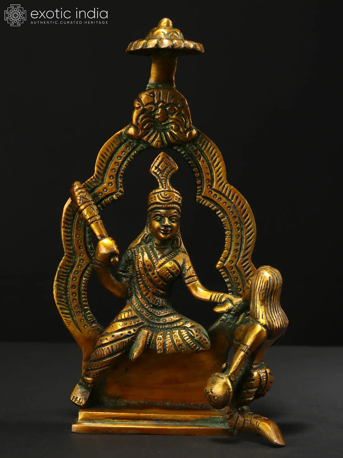 7" Mahavidya Bagalamukhi Handmade Brass Statue