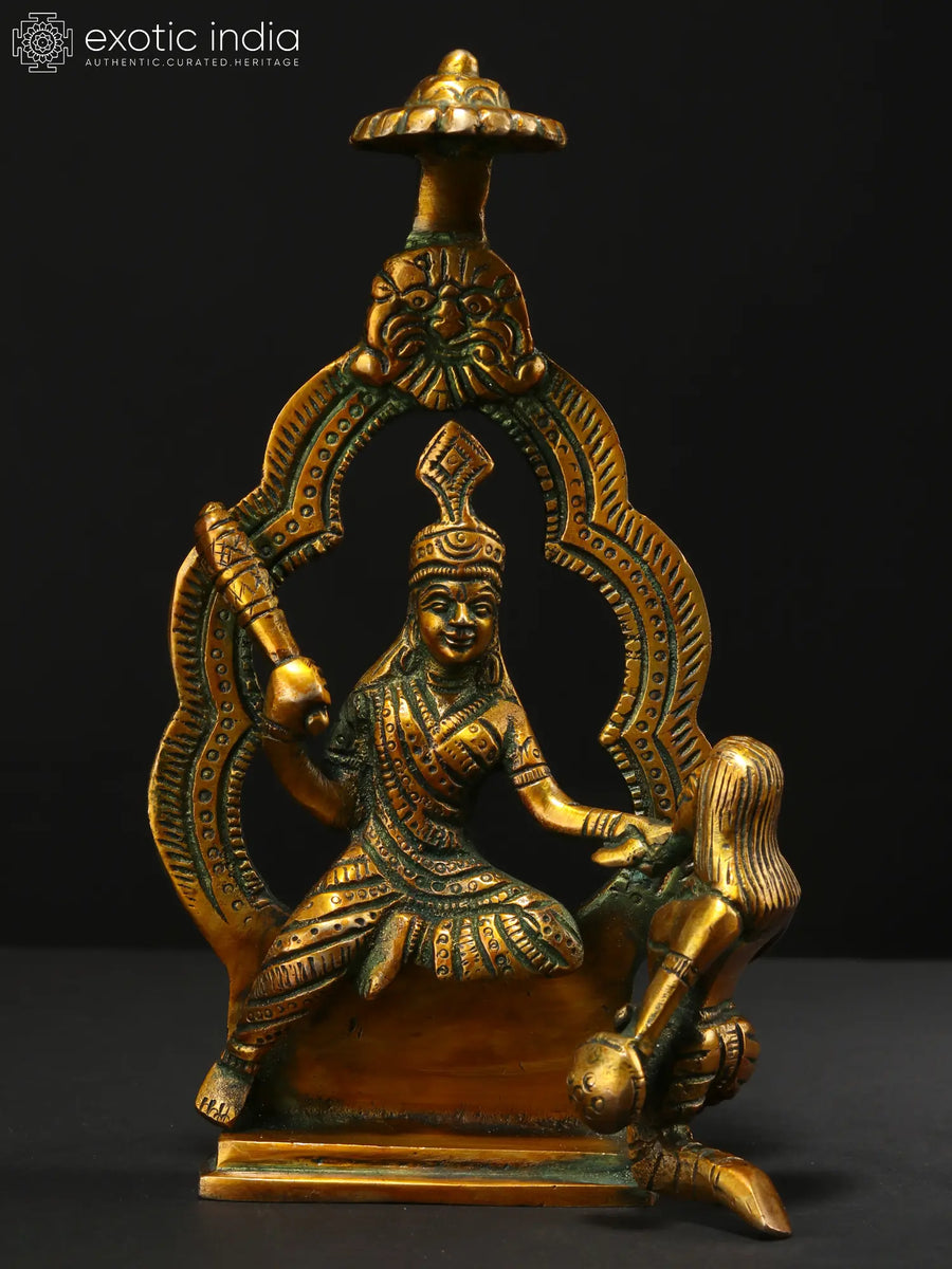7" Mahavidya Bagalamukhi Handmade Brass Statue