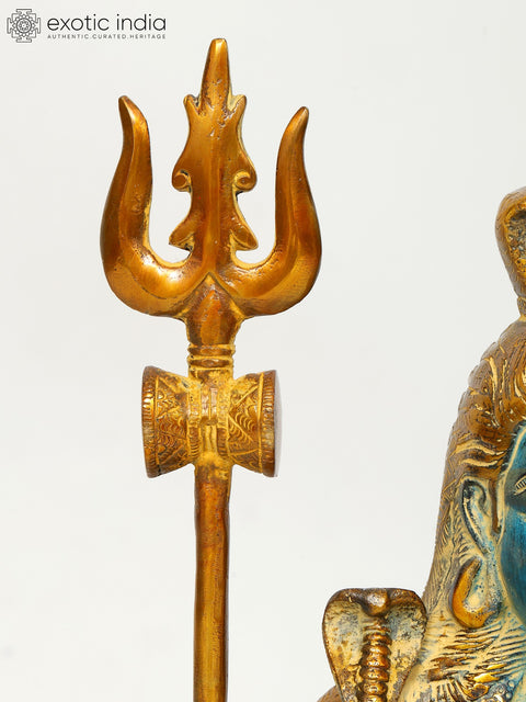17" Sitting Lord Shiva Idol in Blessing Gesture | Brass Statue