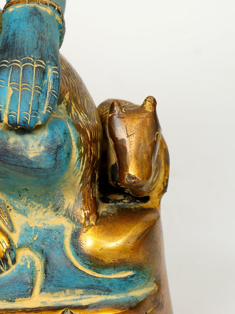 17" Sitting Lord Shiva Idol in Blessing Gesture | Brass Statue