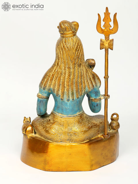 17" Sitting Lord Shiva Idol in Blessing Gesture | Brass Statue