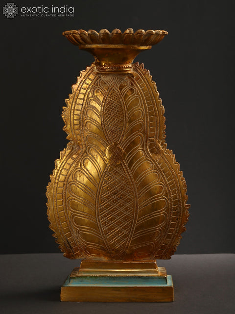 11" Blessing Buddha Idol Seated on Throne | Brass Statue