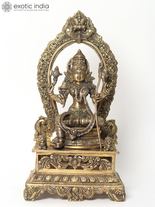 19" Goddess Rajarajeshvari Brass Idol on Kirtimukha Throne