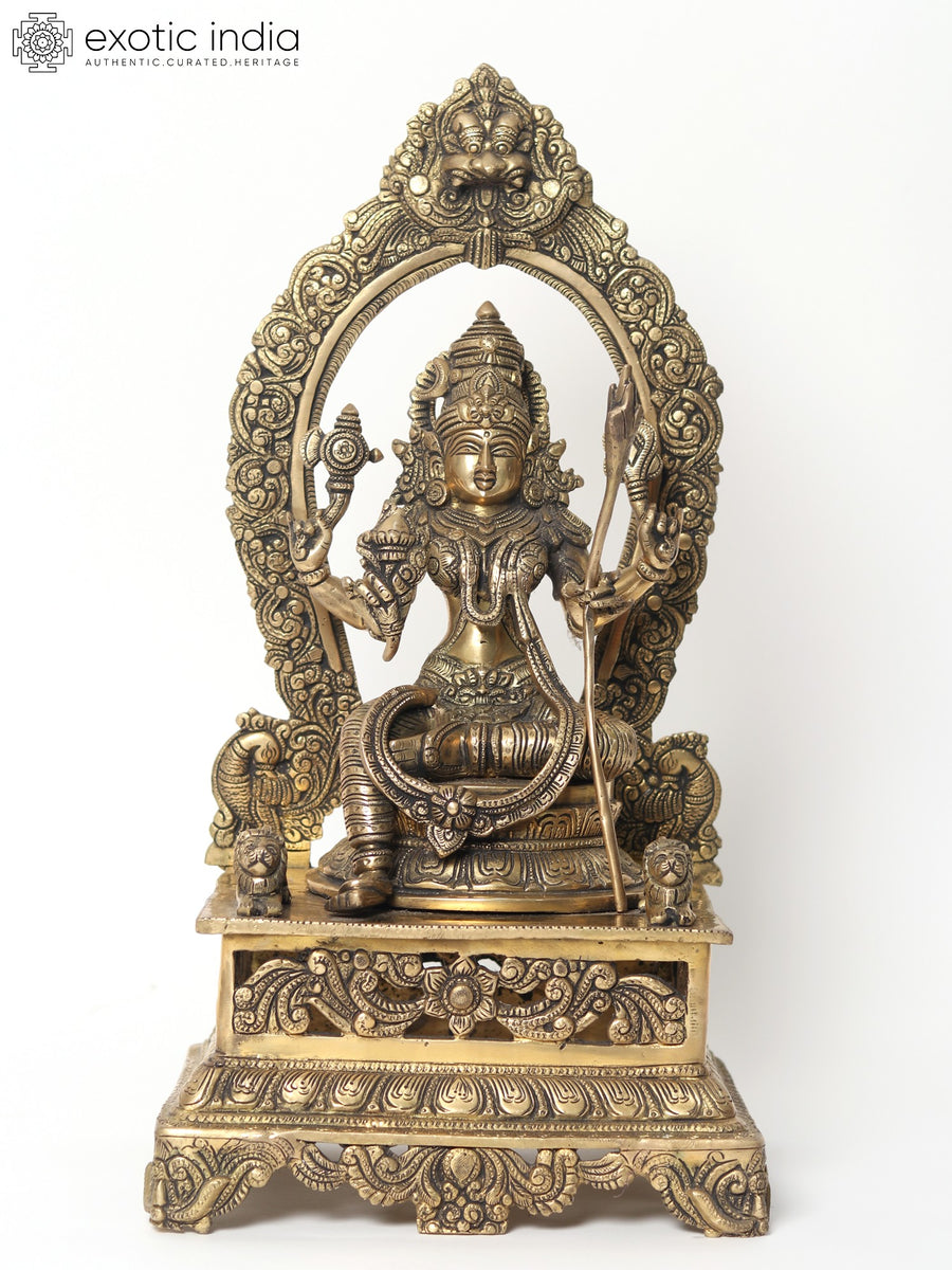 19" Goddess Rajarajeshvari Brass Idol on Kirtimukha Throne