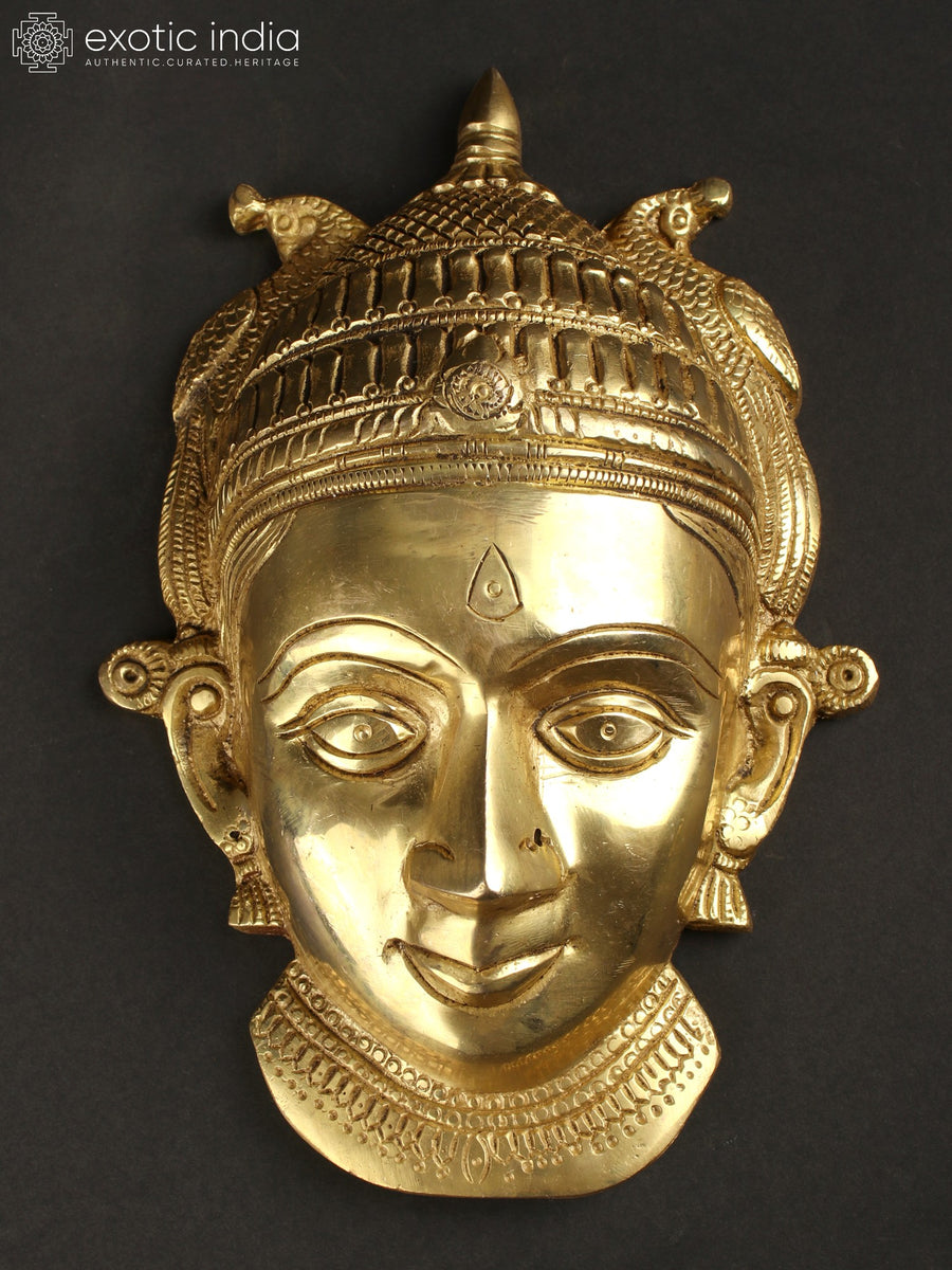 8" Devi Brass Wall Hanging Mask for Home Decor