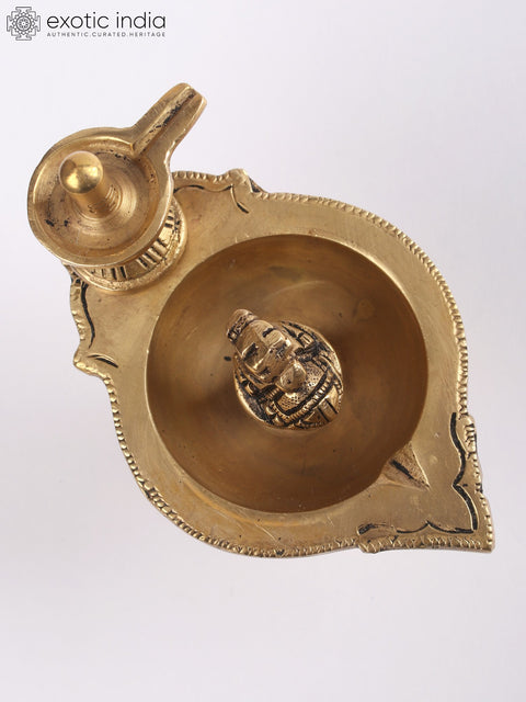 4" Small Brass Nandi Shivalinga Diya (Lamp)