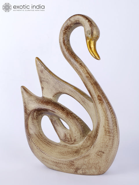 11" Cygnet with Mother Swan Figurine | Brass Table Decor