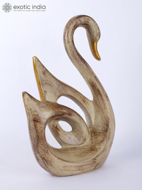 11" Cygnet with Mother Swan Figurine | Brass Table Decor