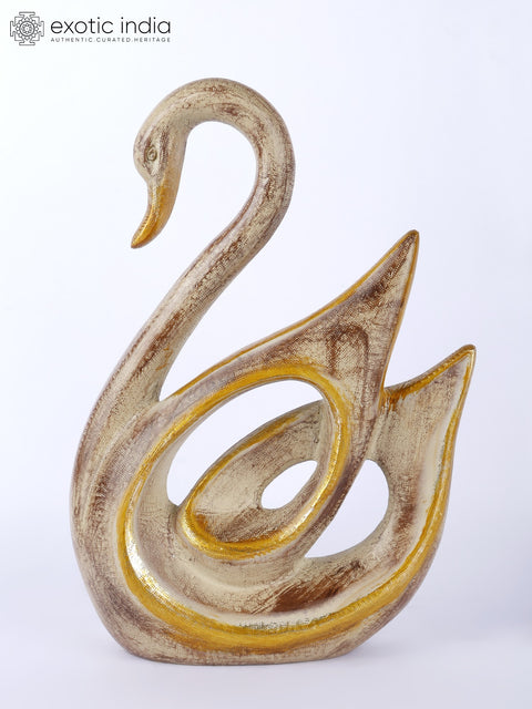 11" Cygnet with Mother Swan Figurine | Brass Table Decor