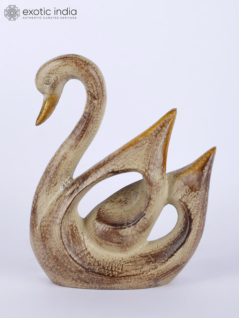 11" Cygnet with Mother Swan Figurine | Brass Table Decor