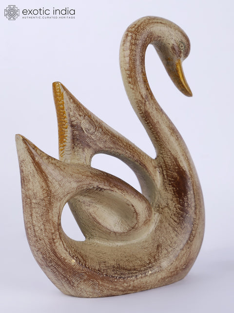 11" Cygnet with Mother Swan Figurine | Brass Table Decor
