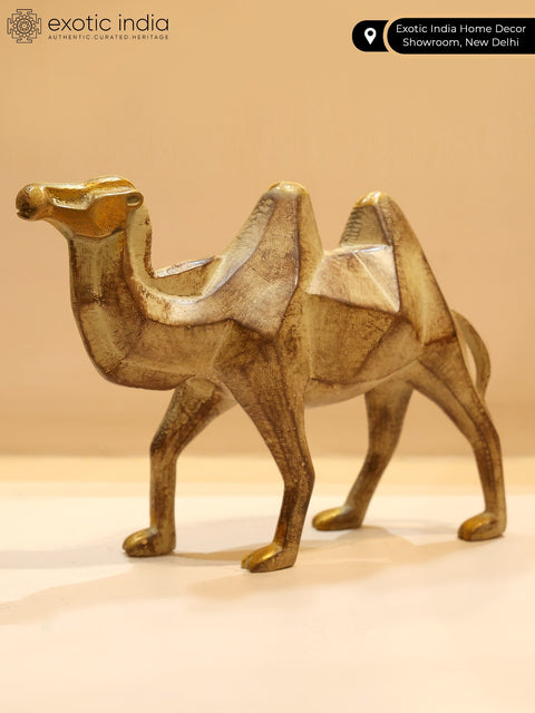 8" Stylized Brass Camel Figurine | Table Decor