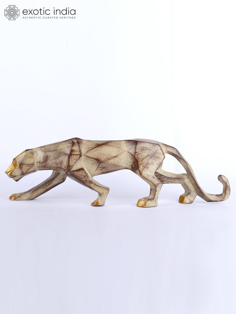 15" Stylized Brass Panther | Table Decor