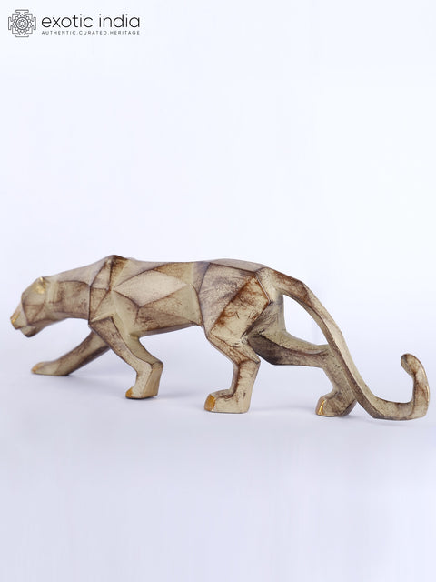 15" Stylized Brass Panther | Table Decor