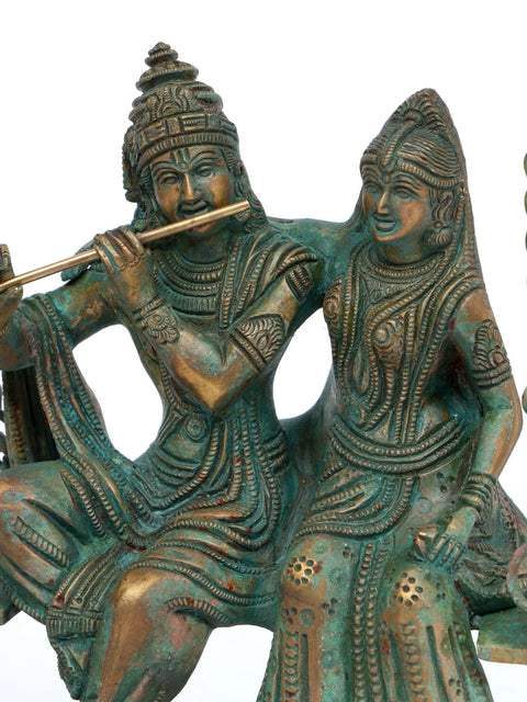 18" Radha Krishna Idol Swinging on Kadamba Tree | Brass Statue
