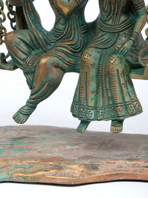 18" Radha Krishna Idol Swinging on Kadamba Tree | Brass Statue