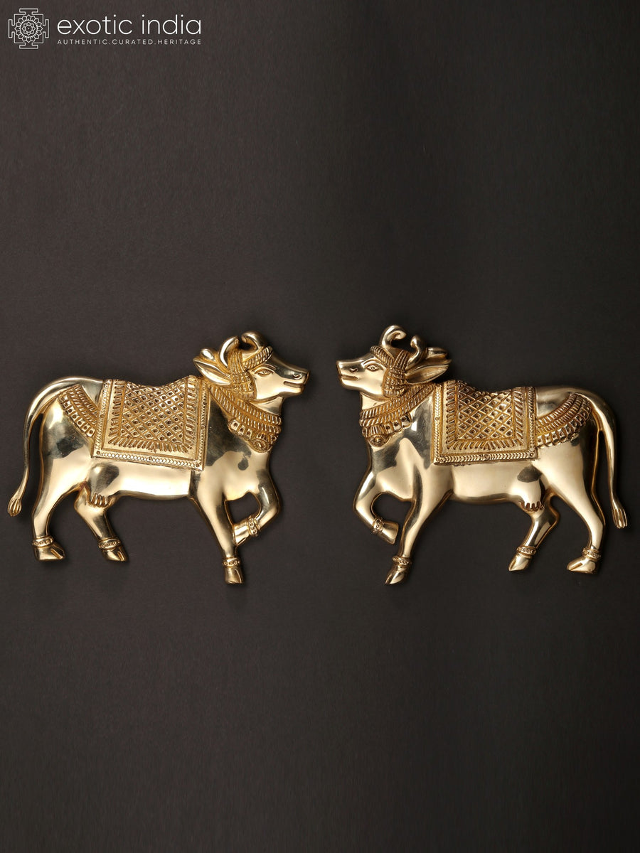 7" Handmade Kamadhenu Cow Brass Idol for Home Decor