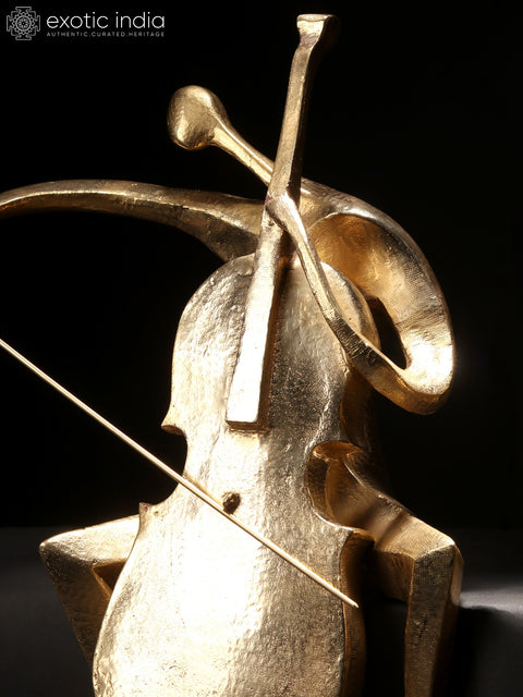 20" Set of Two Musicians Brass Statues | Table Decorative Showpiece
