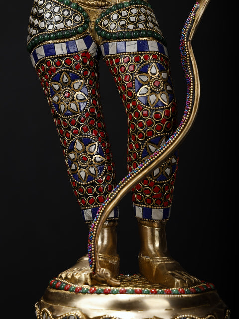 23" Superfine Standing Lord Shri Rama Idol | Brass Statue with Stone Work