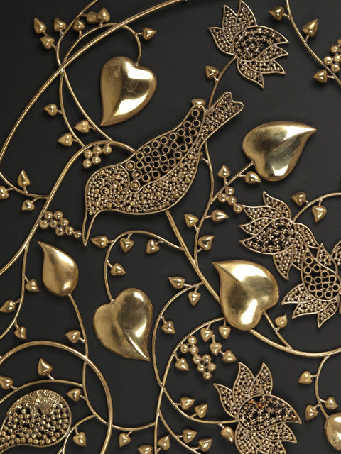 47" Large Flowers and Leaves Design Wall Art in Brass