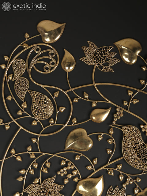 47" Large Flowers and Leaves Design Wall Art in Brass