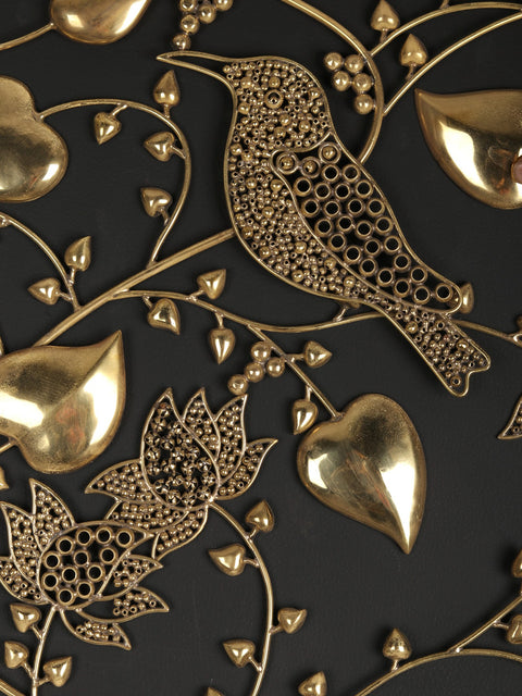 47" Large Flowers and Leaves Design Wall Art in Brass