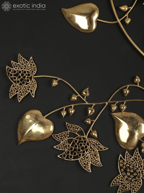 47" Large Flowers and Leaves Design Wall Art in Brass
