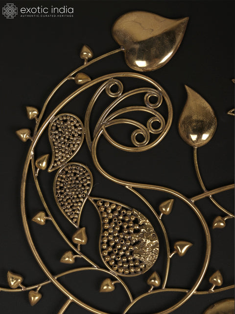 47" Large Flowers and Leaves Design Wall Art in Brass
