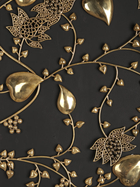 47" Large Flowers and Leaves Design Wall Art in Brass