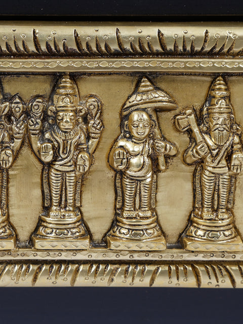16" Wood Framed Dashavatara of Lord Vishnu in Brass | Wall Hanging