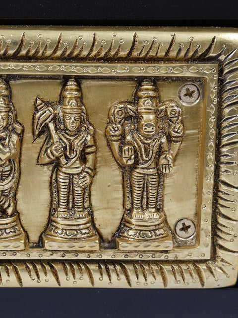 16" Wood Framed Dashavatara of Lord Vishnu in Brass | Wall Hanging