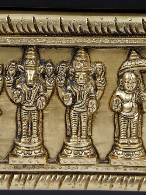 16" Wood Framed Dashavatara of Lord Vishnu in Brass | Wall Hanging