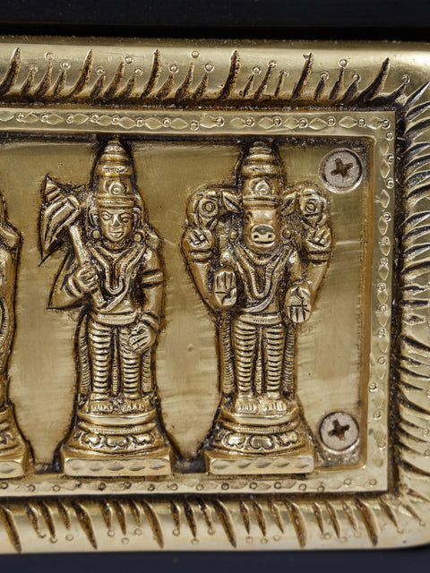16" Wood Framed Dashavatara of Lord Vishnu in Brass | Wall Hanging