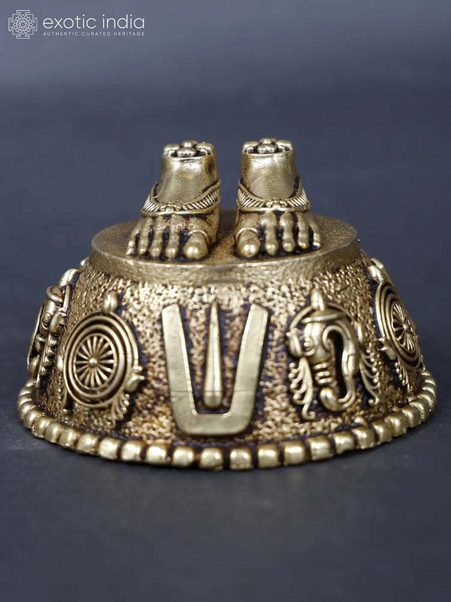 Small Brass Goddess Lakshmi Padam Idol with Vaishnava Symbols