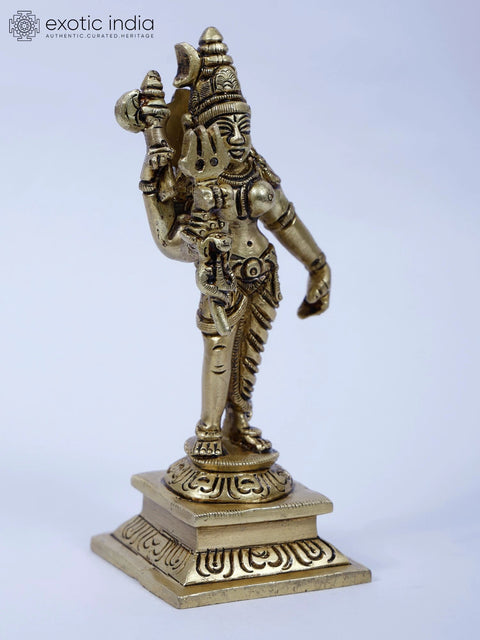 5" Fine Small Ardhanarishvara Brass Statue | Shiva-Shakti Idol