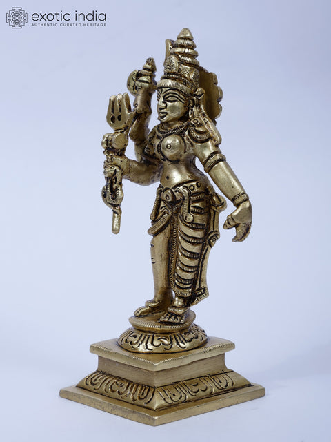 5" Fine Small Ardhanarishvara Brass Statue | Shiva-Shakti Idol