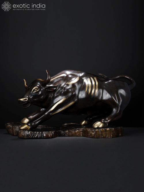 32" Large Brass Wall Street Bull Statue for Home Decor