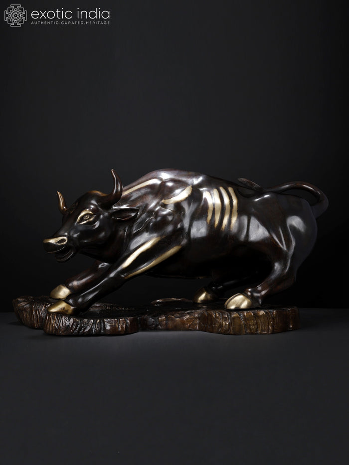32" Large New York Wall Street Bull | Brass Statue